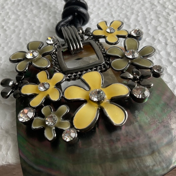 Art Deco Style Enamel 3-D Floral Crystal Statement Necklace - Picture 7 of 8